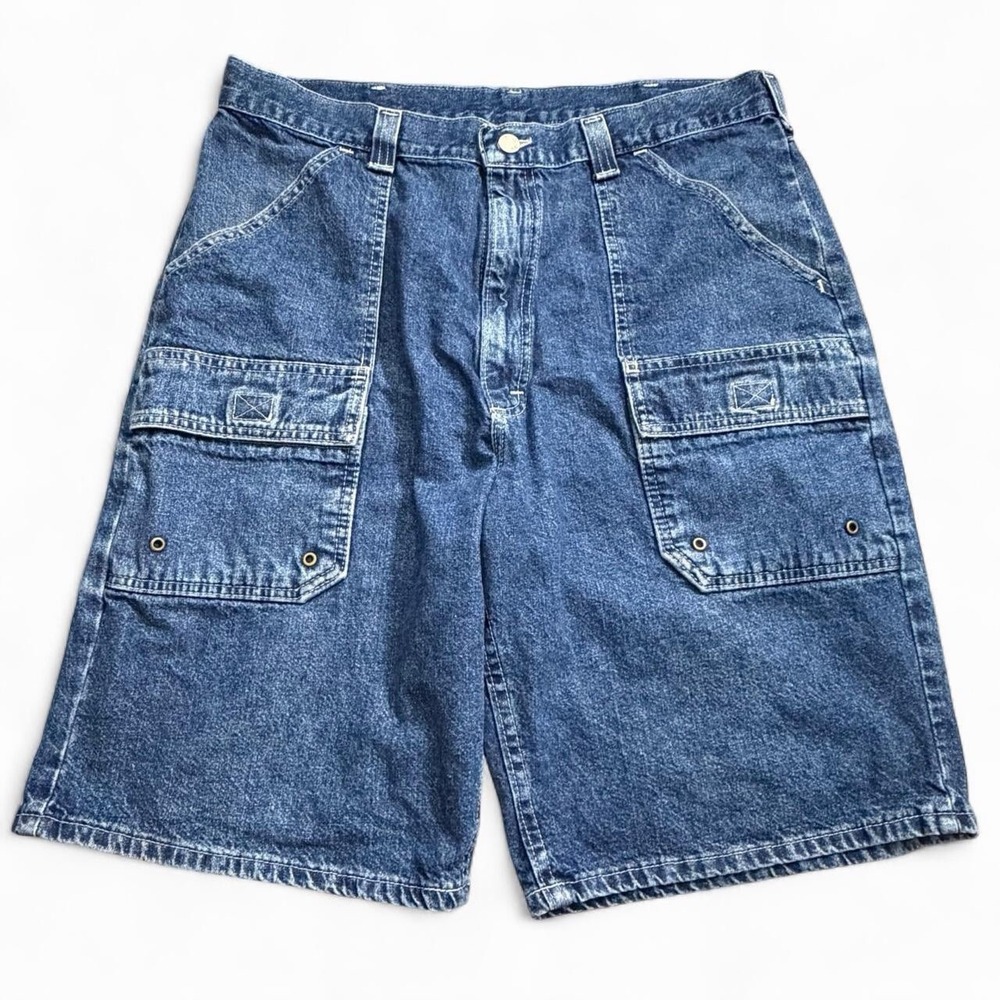 Vintage Wrangler Cargo Denim Shorts Size 36 Y2K 2000s Skate Retro